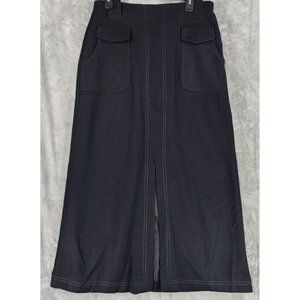 Jack Fin New York Skirt Womens Large Black Distress Rockabilly 70s Vintage Maxi